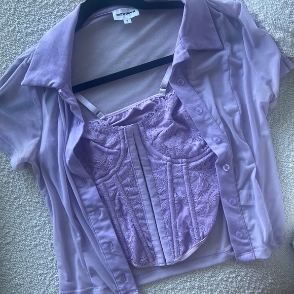 Superdown Mesh Top with Purple Corset - Picture 4 of 4